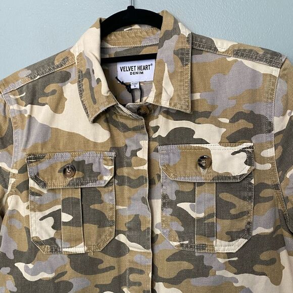 NWT VELVET HEART  Denim military Camo chore Jean jacket small - Picture 2 of 8